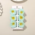 Set of six light blue frangipani flower hair claw clips for women on display card - Gradient Hibiscus Style / 6-Piece Set (4cm) / #3 Blue