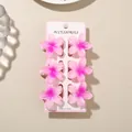 Set of 6 pink plumeria flower hair claw clips on professional retail display card - 4cm Inlaid Frangipani Style / 6 Pieces/Pack (Bulk) / Light Pink