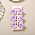 6-piece set of gradient purple frangipani flower hair claw clips on display card - 4cm Inlaid Frangipani Style / 6 Pieces/Pack (Bulk) / Light Purple