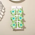 6Pcs vintage gradient green plumeria flower hair claw clips set for women on card - 4cm Inlaid Frangipani Style / 6 Pieces/Pack (Bulk) / Gradient Green