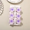 Set of six elegant purple frangipani flower hair claw clips on a white display card - 4cm Heart Petal Style / Set of 6 / Light Purple