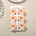 Peach gradient plumeria flower hair claw clips, 6-piece set for elegant retro styling - 4cm Heart Petal Style / Set of 6 / Coral