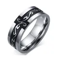 Anello in acciaio al titanio da uomo con motivo a croce retrò e design punk nero e argento - US 7 / Argento