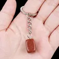 Handmade irregular rectangular goldstone crystal gemstone keychain DIY jewelry pendant charm - Gold Sandstone (Artificial)