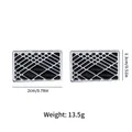 Dimensions détaillées et affichage du poids pour boutons de manchette géométriques noirs - B1380-Rectangulaire