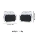 Schéma détaillé des dimensions des boutons de manchette rectangulaires argent et noir - B1379-Octogonal