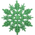 Glittering green 10cm plastic snowflake ornament for festive Christmas tree decor - 10CM-6g (With Rope) / Christmas Green