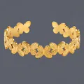 Elegant 18K gold plated stainless steel open bangle featuring delicate butterfly design - Connected Butterflies(BS-J5571G)