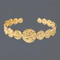 Elegant 18K gold plated stainless steel hammered irregular open cuff bracelet for women - Bumpy Hammered Texture(BS-J5567G)
