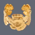 Elegant 18K gold plated stainless steel irregular open flower cuff bracelet for women - Vintage Embossed Flower(BS-J5556G)