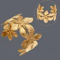 Irregular floral open cuff bracelet with 18K gold plating for women - 3D Petals(BS-J5642G)