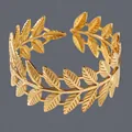 Gold 18K plated stainless steel laurel leaf cuff bracelet with open design - Laurel Leaf Shape(BS-J5555G)