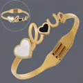 Elegant 18K gold plated stainless steel love heart open bangle bracelet for women - Love Heart (BS-J5592G)