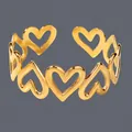 Elegant 18K gold plated stainless steel open bangle with repeating hollow heart pattern - Heart-shaped Hollow(BS-J5561G)