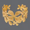 Luxury 18K gold plated stainless steel irregular floral open cuff bracelet for women - Irregular Style (BS-J5552G)