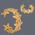 Elegant 18K gold plated stainless steel irregular starfish open cuff bracelet for women - Starfish Shape(BS-J5651G)