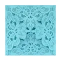 Close-up detail of intricate laser-cut floral pattern on turquoise invitation card - Full Set / Teal Blue