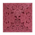 Detailed view of intricate laser-cut lace patterns on a maroon wedding invitation card - Full Set / Dark Red