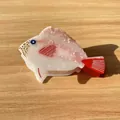 Adorable pink and red fish-shaped acetate hair claw clip for girls on wooden table. - Pink & White Marble Style (3)