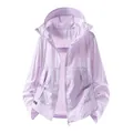 Veste de protection solaire à capuche en soie glacée lavande légère pour l'extérieur - M [110-125] / Violet Taro