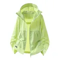 Veste de protection solaire à capuche en soie glacée pour hommes et femmes vert citron - M [110-125] / Vert Fruit