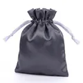 Elegant dark grey satin drawstring storage pouch for jewelry and lingerie items. - 13*18cm / Dark Gray