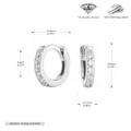 S925 sterling silver hoop earrings with 5A zircon stones showing product dimensions - Silver (Inner Diameter 6mm)