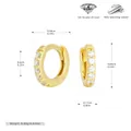 Gold-plated S925 sterling silver hoop earrings with 5A zircon and size details - Gold (Inner Diameter 6mm)