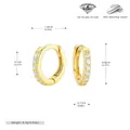 Gold plated S925 sterling silver hoop earrings set with brilliant 5A zircon stones - Gold (Inner Diameter 7mm)