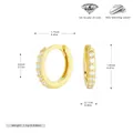 Golden S925 sterling silver huggie hoop earrings featuring sparkling 5A grade zircons - Gold (Inner Diameter 8mm)