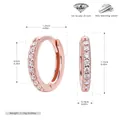 S925 sterling silver rose gold hoop earrings with zircon stones dimensions - Rose Gold (Inner Diameter 9mm)