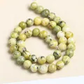 Perle rotonde in diaspro Picasso naturale con motivi giallo-verdi per gioielli fatti a mano - 12mm [circa 31 pz] / Perle di turchese giallo erba naturale