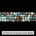 High-quality 1A grade natural mixed turquoise round loose beads for DIY jewelry making - 1A Natural Turquoise Beads
