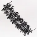 Diadema de novia hecha a mano con diamantes negros e intrincados diseños de flores - Negro