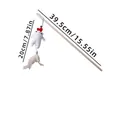 Cat teaser wand with white ghost plush toy, feathers and heart detail for indoor cats - Wooden Rod Plush Chicken Style