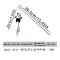 Interactive wooden cat teaser wand featuring cute panda plush and natural feather pendant - Panda Shape Plush Wooden Rod (B12408)