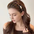 Eleganter brauner Samthaarreif mit glitzernden Kristallen und Perlen für luxuriösen Stil - Zongyu - Kaffee Stil mit Zähnen
