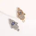 Paar Hamsa-Hand-Anhänger aus Legierung in Gold und Silber mit Kristallen und blauem bösen Blick - Klassische Hamsa-Hand mit blauem Auge / Silber
