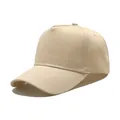 Gorra de béisbol clásica beige de algodón puro de 5 paneles con corona rígida - M (56-58cm) / Beige