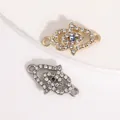 Exquisite Hamsa hand DIY jewelry charms with evil eye and rhinestones in gold and silver - Full Rhinestone Blue Eye Connector