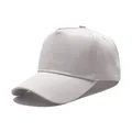 Casquette de baseball unie gris clair en coton à 5 panneaux avec visière large rigide - M (56-58cm) / Blanc
