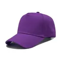 Casquette de baseball unie violette en coton à 5 panneaux avec visière courbée - M (56-58cm) / Violet