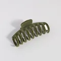 Large olive green flocked velvet hair claw clip for women's autumn winter style - Square Clip / Green