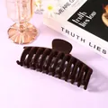 Large dark brown flocked shark hair claw clip accessory for thick hair styling - Square Clip / Brown