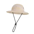 Beige breathable sun hat with wide brim and chin strap for outdoor activities - Beige