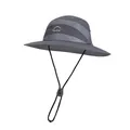 Breathable dark grey outdoor sun hat with mesh panels and adjustable chin strap - Dark Gray