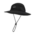 Black summer outdoor sun protection hat with breathable mesh and adjustable chin strap - Black
