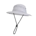 Light grey wide-brimmed sun hat with breathable mesh and adjustable chin strap for outdoor - Light Gray