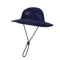 Navy blue wide brim outdoor sun hat with breathable mesh panels and adjustable chin strap - Navy Blue