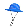 Blue summer sun hat with wide brim and breathable mesh for outdoor hiking and fishing. - Blue